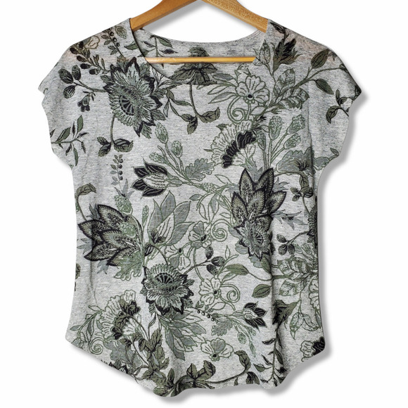 Style & Co Extended Shoulder T-Shirt Floral SP - Picture 1 of 6